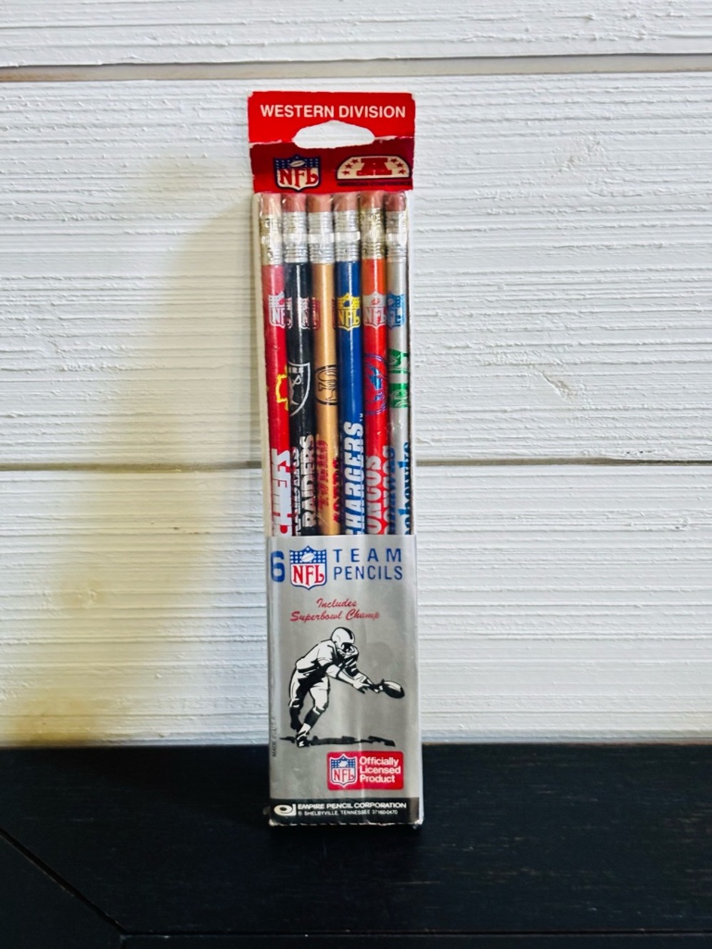 Vintage NFL Team Pencils Western Division Set of 6 ~ Chiefs 49rs Broncos Seattle